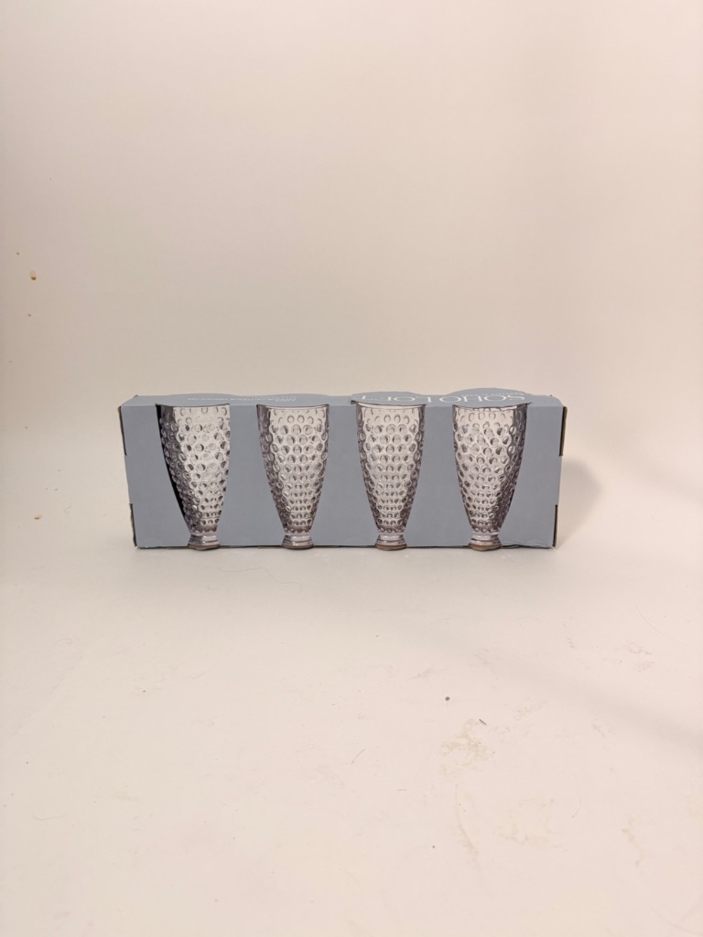 Set of 4 Clear Textured Glass Beverage Tumblers